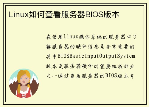 Linux如何查看服务器BIOS版本
