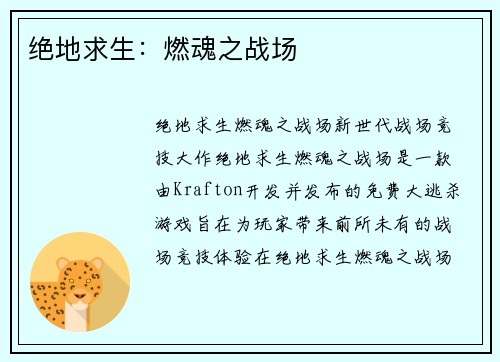 绝地求生：燃魂之战场